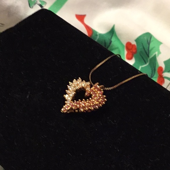 19.  Sterling Silver Ruby Red Heart ❤️ Awesome Stunning Necklace See Photos - Picture 4 of 11